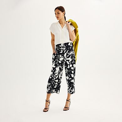 Petite Nine West Pull-On Wide Leg Crop Pants