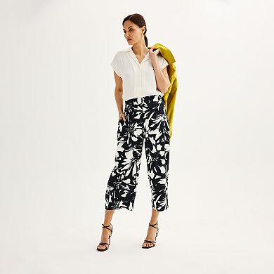 Petite Nine West Airflow Pull-On Wide Leg Crop Pants