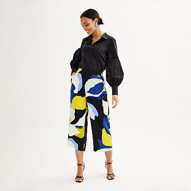 Petite Nine West Pull-On Wide Leg Crop Pants