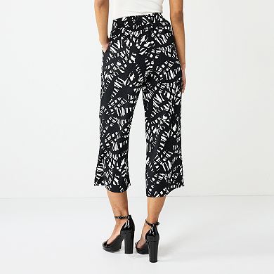 Petite Nine West Airflow Pull-On Wide Leg Crop Pants