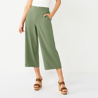 Petite Nine West Pull-On Wide Leg Crop Pants