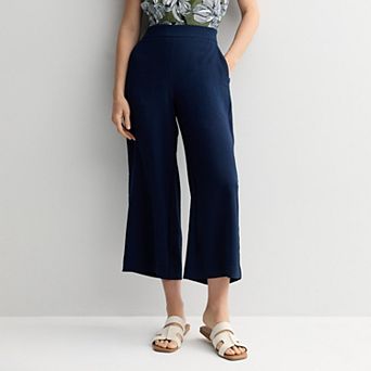 Petite Nine West Pull-On Wide Leg Crop Pants