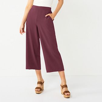 Petite Nine West Pull-On Wide Leg Crop Pants