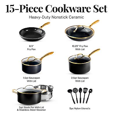 Gotham Steel Natural Collection 15-pc. Ultra Performance Ceramic Nonstick Cookware Set