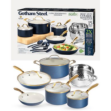 Gotham Steel Natural Collection 15-pc. Ultra Performance Ceramic Nonstick Cookware Set