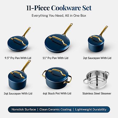 Gotham Steel Modern Cookware 11-pc. Ceramic Coating Nonstick Cookware Set