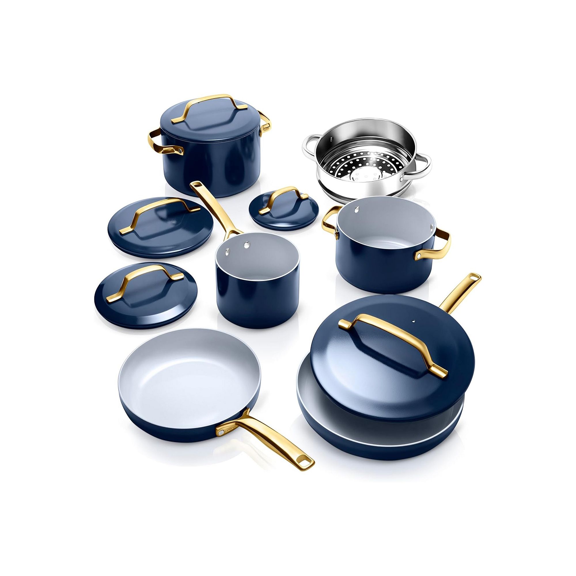 Gotham Steel Modern Cookware 11-pc. Ceramic Coating Nonstick Cookware Set, 