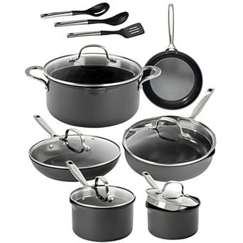 Gotham Steel Professional Hard Anodized 15 pc Ceramic Nonstick Cookware Set with Utensils