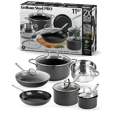 Gotham Steel Professional Hard Anodized 11-pc. Ceramic Nonstick Cookware Set