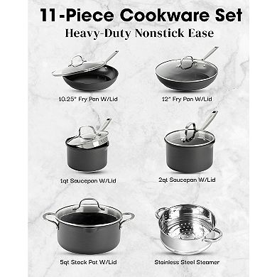 Gotham Steel Professional Hard Anodized 11-pc. Ceramic Nonstick Cookware Set