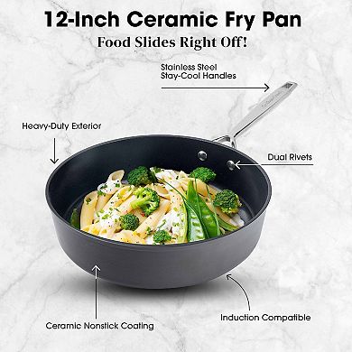 Gotham Steel Professional Hard Anodized 4 qt. Ultra Ceramic Deep Sauté Pan with Lid