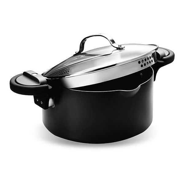 Gotham Steel Natural Collection 5-qt. Ceramic Nonstick Pasta Pot with Twist N' Lock Handles - Black