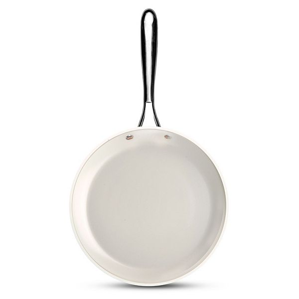 Gotham Steel Natural Collection 14 in. Aluminum Ultra Performance Ceramic  Nonstick Frying Pan in Cream with Lid and Gold Handle 1414 - The Home Depot