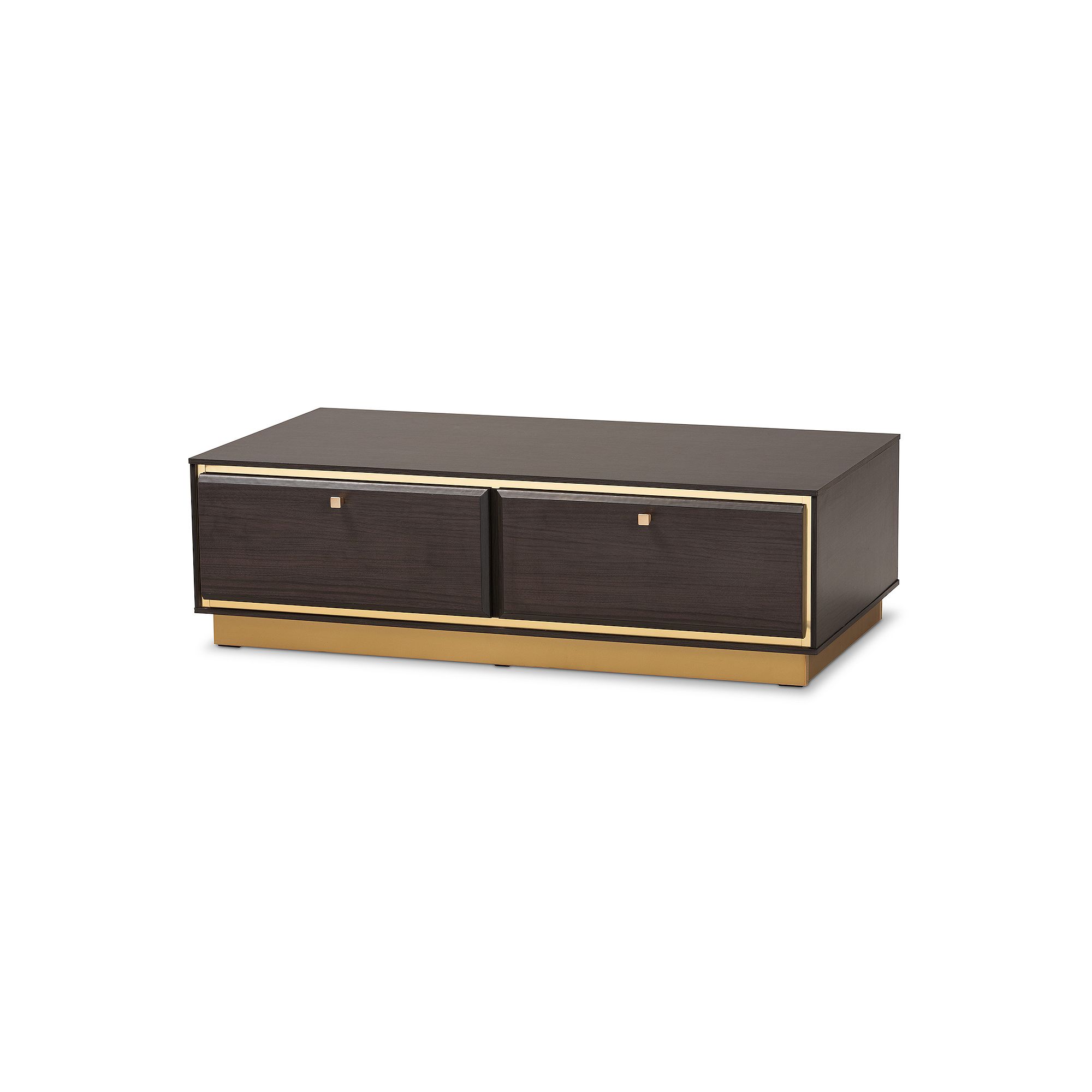 Baxton Studio Cormac Coffee Table, Dark Brown Gold