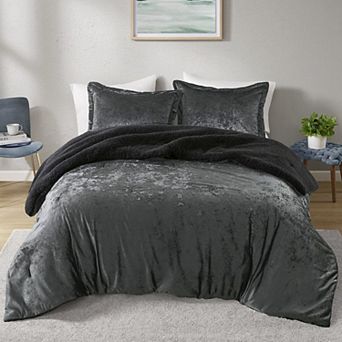 Intelligent Design Gemma Crushed Velvet Sherpa Reversible Comforter Set