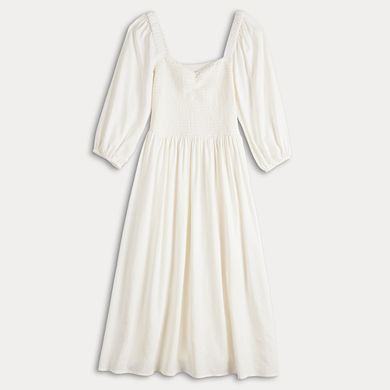Petite LC Lauren Conrad Smocked Sweetheart Midi Dress