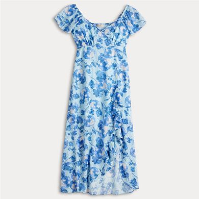 Juniors' Rewind Flutter Sleeve High-Low Dress