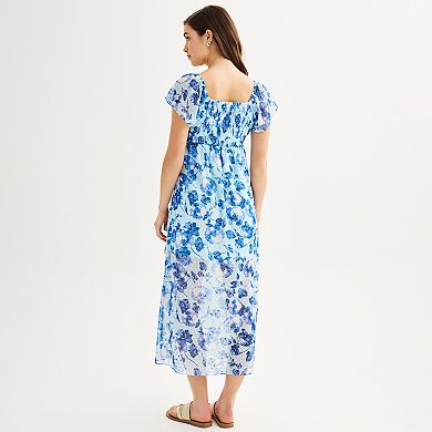 Juniors' Rewind Flutter Sleeve High-Low Dress