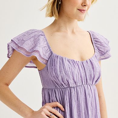 Blk fit flair flutter sleeve Jr Dress