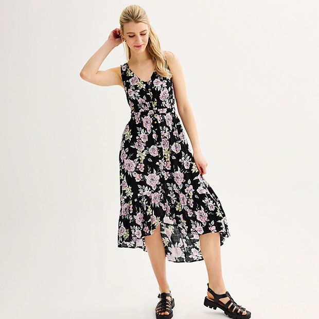 Juniors' Rewind Sleeveless Button Front Hi-Low Dress