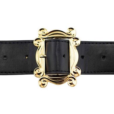 Friends Belt, Monicas Peephole Frame Gold Cast Buckle Black, Vegan Leather Belt