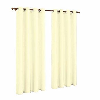 J&V TEXTILES Solid Grommet Faux Silk Window Curtain Drapes Treatment in 84" Length- Set of 2