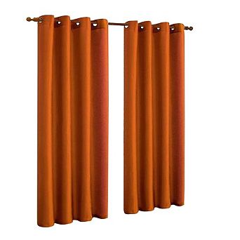J&V TEXTILES Solid Grommet Faux Silk Window Curtain Drapes Treatment in 84" Length- Set of 2