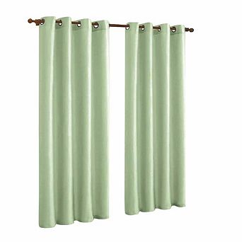 J&V TEXTILES Solid Grommet Faux Silk Window Curtain Drapes Treatment in 84" Length- Set of 2