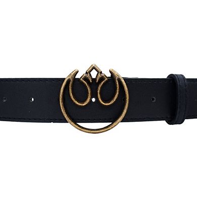 Star Wars Belt, Rebel Alliance Antiqued Enamel Icon, Black Vegan Leather Belt