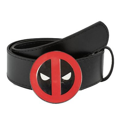 Marvel Comics Belt, Deadpool Logo Enamel, Black Vegan Leather Belt