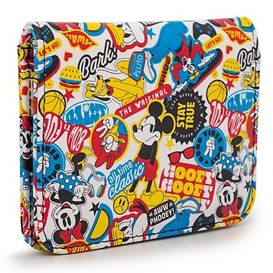 Disney Wallet, ID Fold Over Snap, Disney The Sensational Six Poses and Icons Collage, White, Vegan Leather