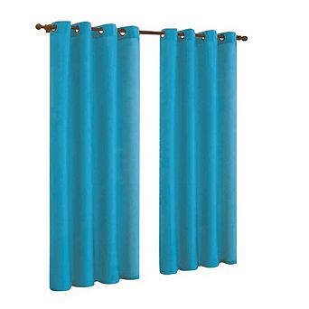J&V TEXTILES Solid Grommet Faux Silk Window Curtain Drapes Treatment in 84" Length- Set of 2
