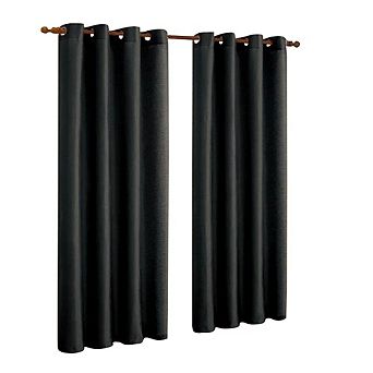 J&V TEXTILES Solid Grommet Faux Silk Window Curtain Drapes Treatment in 84" Length- Set of 2