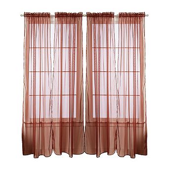 J&V TEXTILES Solid Sheer Window Curtain Panels- Set of 4
