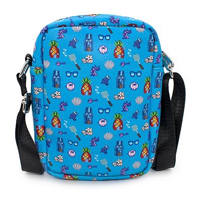 Nickelodeon Bag, Cross Body, SpongeBob SquarePants Under the Sea Icons Collage, Blue, Vegan Leather