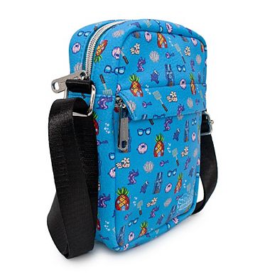 Nickelodeon Bag, Cross Body, SpongeBob SquarePants Under the Sea Icons Collage, Blue, Vegan Leather