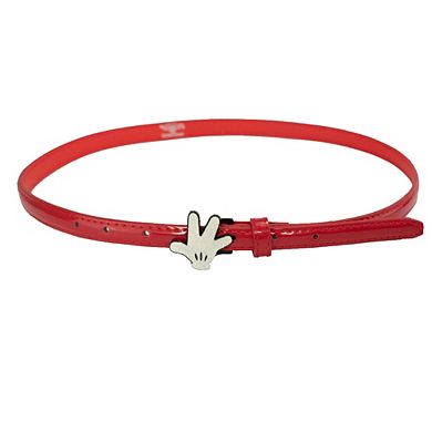 Disney Belt, Mickey Mouse Hand, Red Vegan Patent Leather Belt