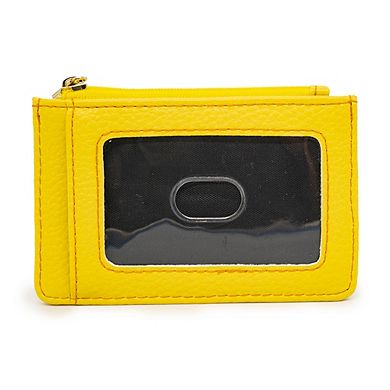 Disney Wallet, Wallet ID/Card Holder, Disney Signature D Debossed PU with Gold Metal D Icon, Yellow, Vegan Leather