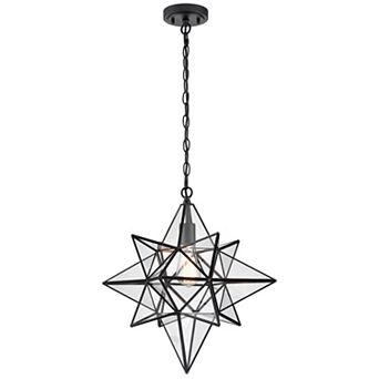 Moravian Star Light Black Pendant Lights Clear Glass Light 19 in