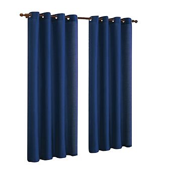 J&V TEXTILES Solid Grommet Faux Silk Window Curtain Drapes Treatment in 84" Length- Set of 2