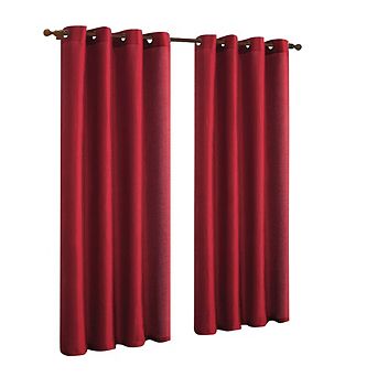 J&V TEXTILES Solid Grommet Faux Silk Window Curtain Drapes Treatment in 84" Length- Set of 2