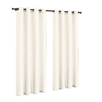 J&V TEXTILES Solid Grommet Faux Silk Window Curtain Drapes Treatment in 84" Length- Set of 2