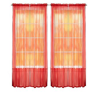 J&V TEXTILES Solid Sheer Window Curtain Panels- Set of 4
