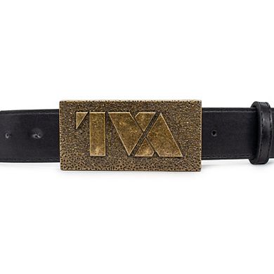 Marvel Comics Belt, Loki TVA Time Variance Authority, Black Vegan Leather Belt