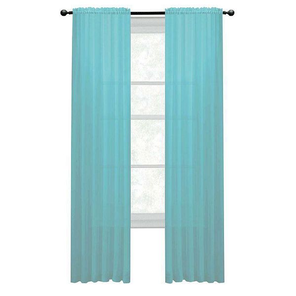 J&V TEXTILES Solid Sheer Window Curtain Panels Set of 4