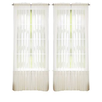 J&V TEXTILES Solid Sheer Window Curtain Panels- Set of 4