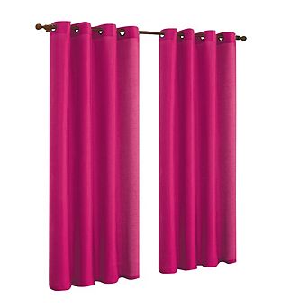 J&V TEXTILES Solid Grommet Faux Silk Window Curtain Drapes Treatment in 84" Length- Set of 2