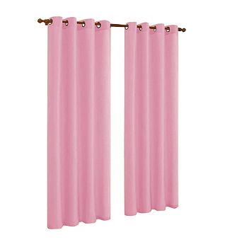 J&V TEXTILES Solid Grommet Faux Silk Window Curtain Drapes Treatment in 84" Length- Set of 2