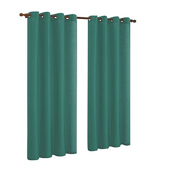 J&V TEXTILES Solid Grommet Faux Silk Window Curtain Drapes Treatment in 84" Length- Set of 2