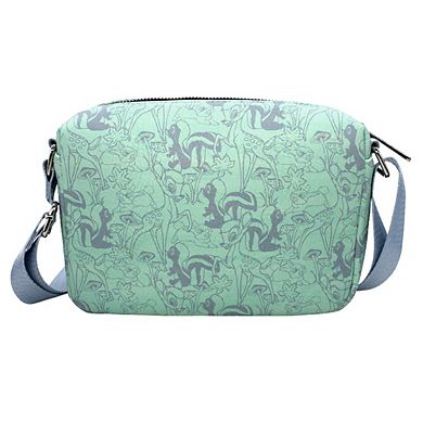 Disney Bag, Cross Body, Rectangle, Bambi Thumper and Flower Forest Collage, Blue, Vegan Leather